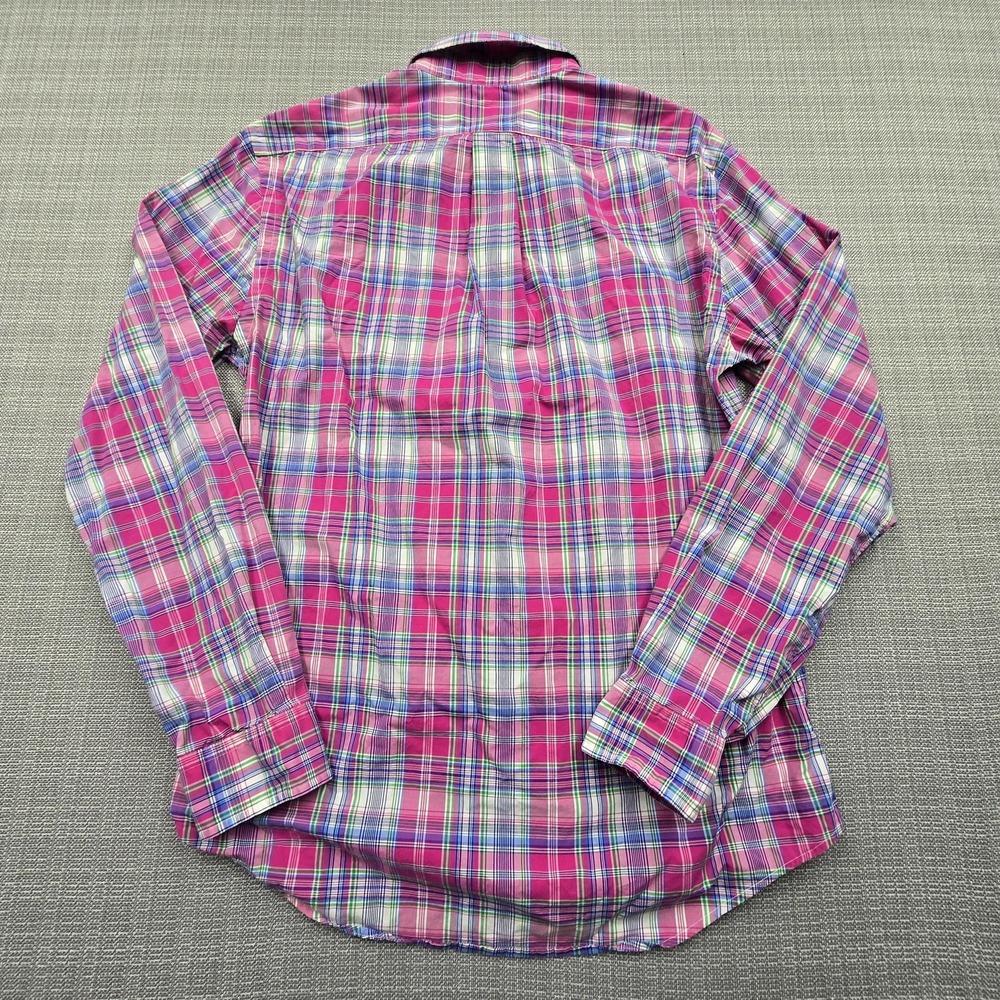Ralph Lauren Shirt Mens Medium Pink Plaid Slim Fit Button Down Long Sleeve Pony - Picture 8 of 10